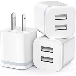 USB Wall Charger, LUOATIP 3-Pack 2.1A/5V Dual Port USB Cube Power Adapter