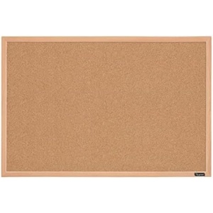 Quartet Cork Board Bulletin Board, 23" x 35" Framed Corkboard, Oak Frame
