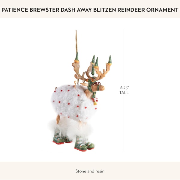 MACKENZIE-CHILDS Patience Brewster Dash Away Christmas Ornament, Indoor Christmas Tree Decoration for Holiday Decor Arrangement, Prancer